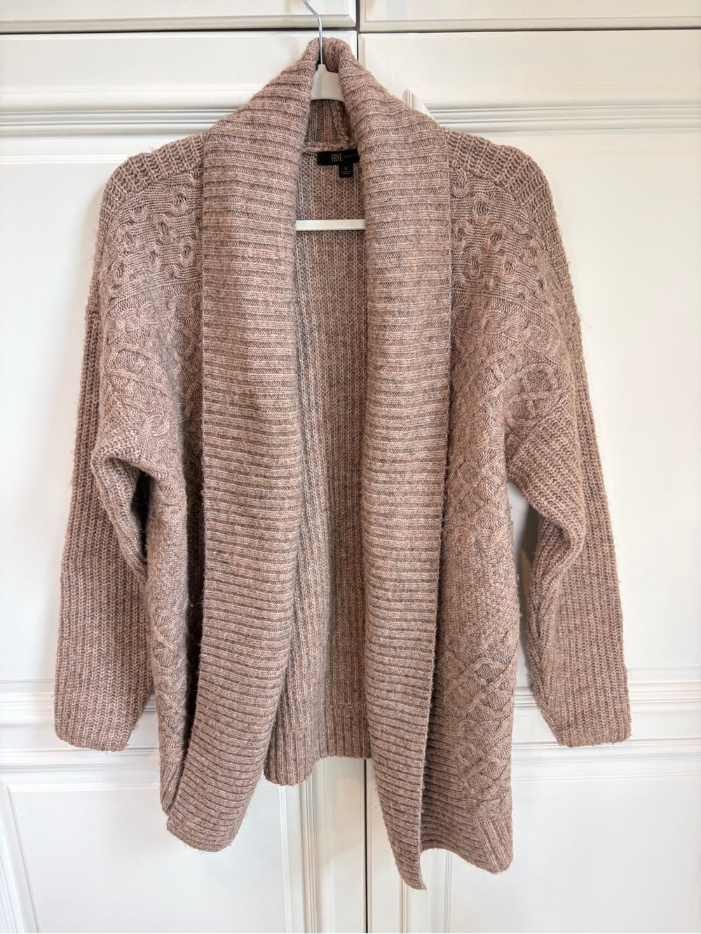 Frye Open-Front Cable Knit Cardigan - brown/beige